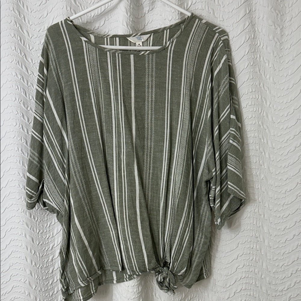 Time and Tru Green Striped Blouse